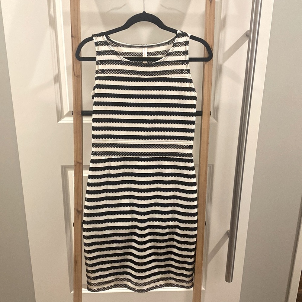 Striped bodycon dress with mesh details